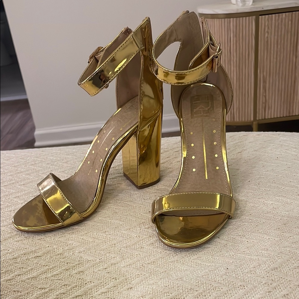 Gold High Heel Sandals